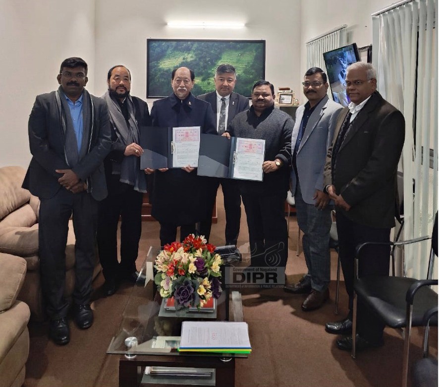 Chief Minister of Nagaland, Neiphiu Rio and others during the signing of MoU between the YMCAs and IDAN. (DIPR Photo)